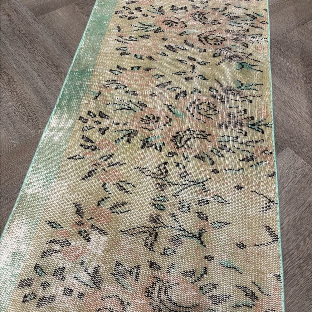 Oushak Turkish Floral Patterned Runner Rug